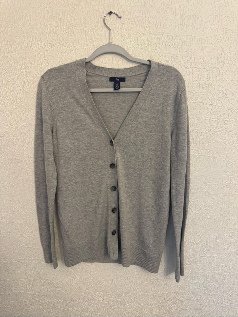 Classic Light Gray V-Neck Button Cardigan